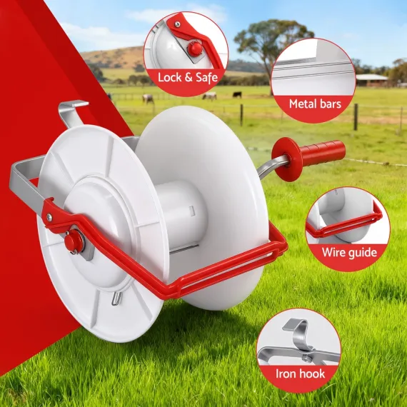 Giantz Electric Fence Reel Geared Portable Polywire Fencing Farm White image: 4