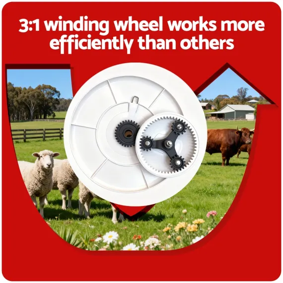 Giantz Electric Fence Reel Geared Portable Polywire Fencing Farm White image: 5