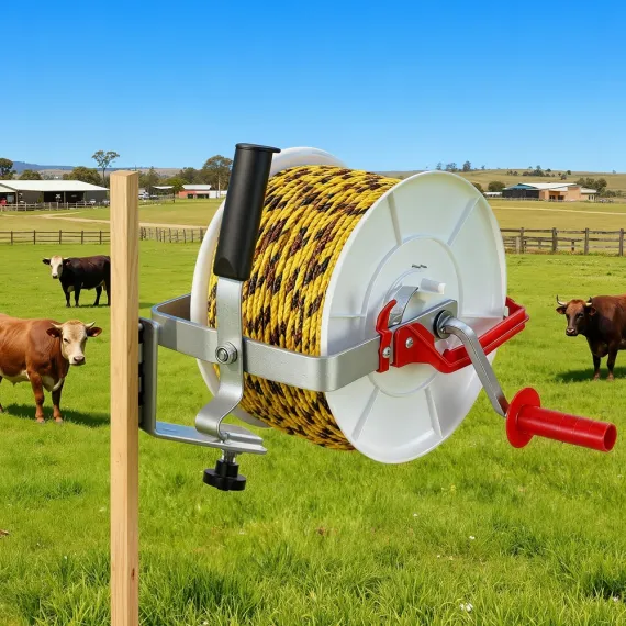 Giantz Electric Fence Reel Geared Portable Polywire Fencing Farm White image: 6