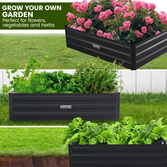Wallaroo Garden Bed 210 x 90 x 30cm Galvanized Steel - Black image: 4