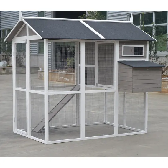 YES4PETS Grey XL Chicken Coop Rabbit Guinea Pig Hutch Ferret Hen Cat Bird House image: 1