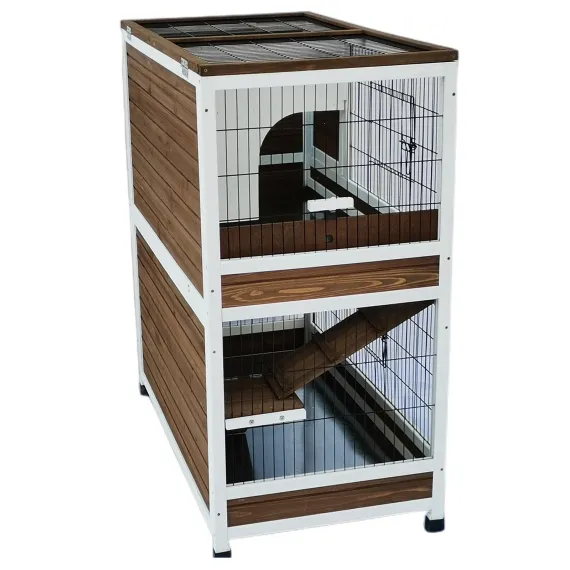 YES4PETS 118 cm XL Double Storey Rabbit Hutch Guinea Pig Cat Cage , Ferret cage Cat W Pull Out Tray image: 2