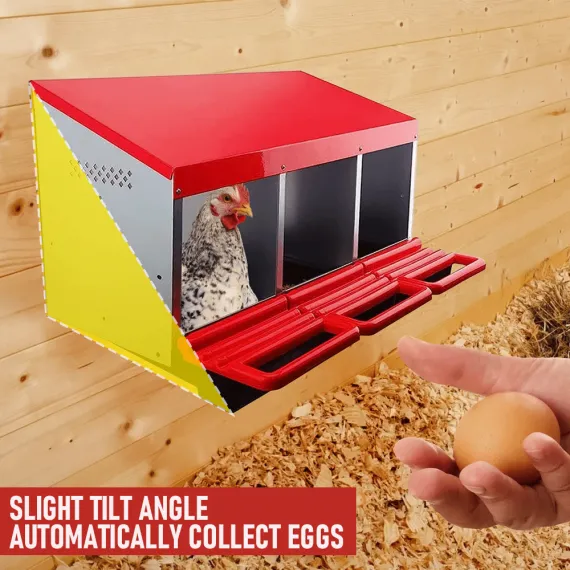 Chicken Hen Coop Hutch Nesting Box 3-Hole Roll Away Metal Design 52x47.5x81cm Durable Indoor Outdoor Laying Box with Easy Access Ventilation image: 3