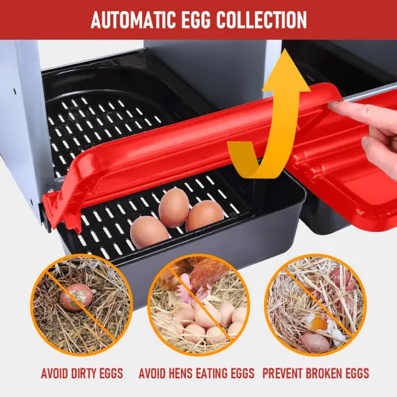 Chicken Hen Coop Hutch Nesting Box 3-Hole Roll Away Metal Design 52x47.5x81cm Durable Indoor Outdoor Laying Box with Easy Access Ventilation image: 8