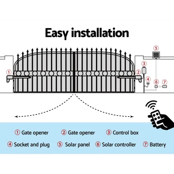 LockMaster Swing Gate Opener Auto 10W Solar Power Electric Remote Control 800KG image: 5