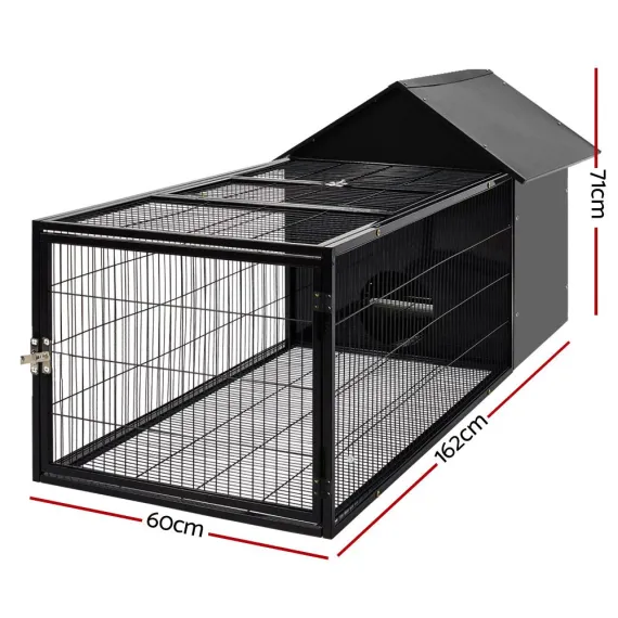i.Pet Rabbit Cage Hutch 162x60cm Enclosure Metal image: 1