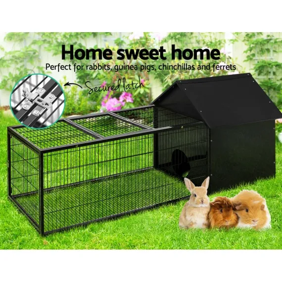 i.Pet Rabbit Cage Hutch 162x60cm Enclosure Metal image: 2