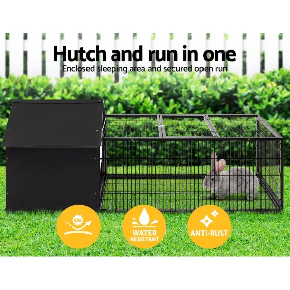 i.Pet Rabbit Cage Hutch 162x60cm Enclosure Metal image: 3