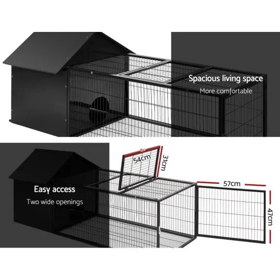 i.Pet Rabbit Cage Hutch 162x60cm Enclosure Metal image: 4