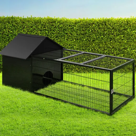 i.Pet Rabbit Cage Hutch 162x60cm Enclosure Metal image: 6