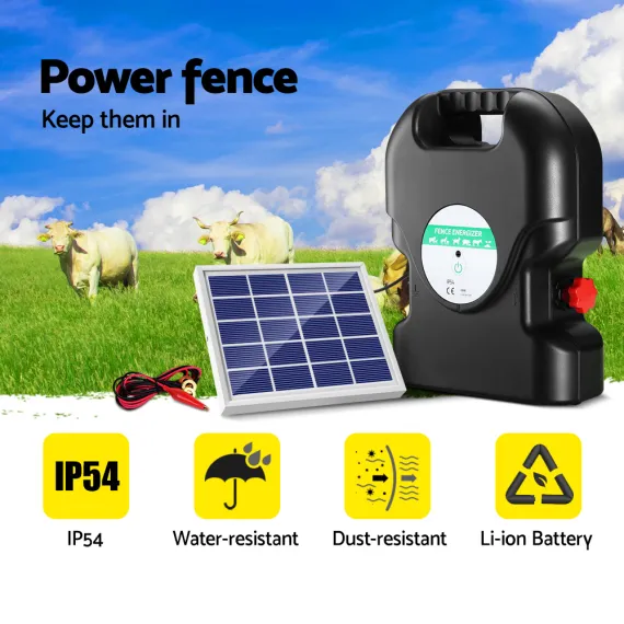 Giantz Fence Energiser 20KM Solar Powered 1.2J Electric image: 3