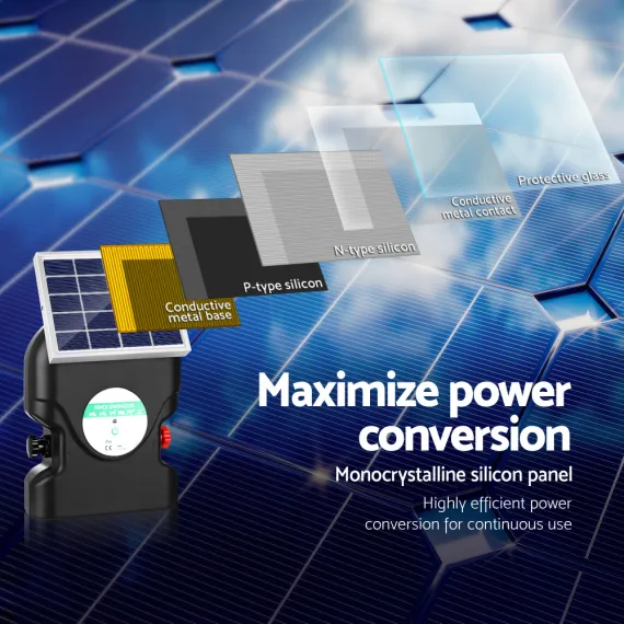 Giantz Fence Energiser 20KM Solar Powered 1.2J Electric image: 5