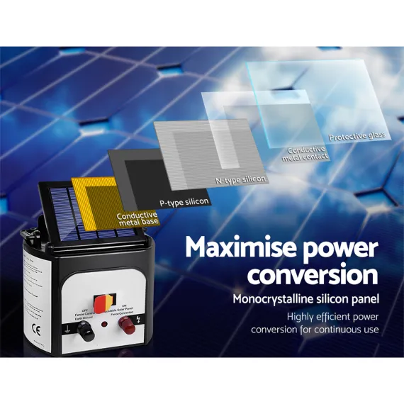 Giantz Fence Energiser 8KM Solar Powered Electric 2000M Poly Tape image: 4