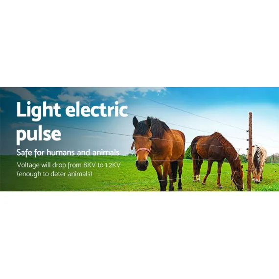 Giantz Fence Energiser 3KM Solar Powered 0.1J Electric Fencing Charger image: 4