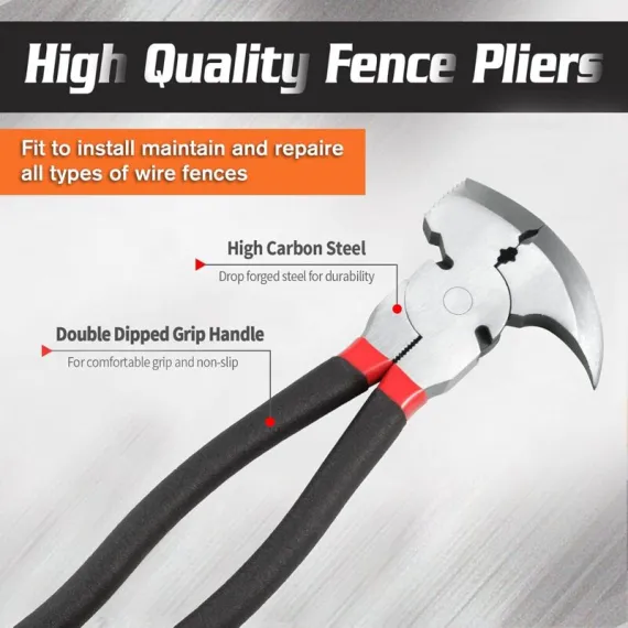 10.5" Fence Pliers - Solid Joint Pliers - Fence Pliers - Heavy Duty Fence Pliers - Multi-Tool For Fencing - Pliers With image: 3