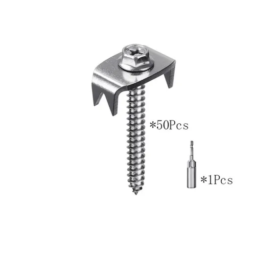 Fence Staples, 304 Stainless Steel Fence Nails for Softwood, Reusable Wire Fence Staples Screws for Mesh and Woven Fencing, 50pcs Fence Fasteners with Wire Fixer Hold Wire Firmly