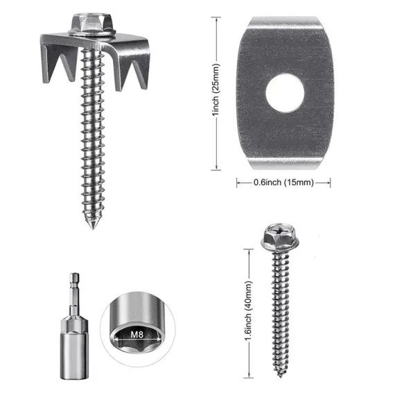 Fence Staples, 304 Stainless Steel Fence Nails for Softwood, Reusable Wire Fence Staples Screws for Mesh and Woven Fencing, 50pcs Fence Fasteners with Wire Fixer Hold Wire Firmly image: 2