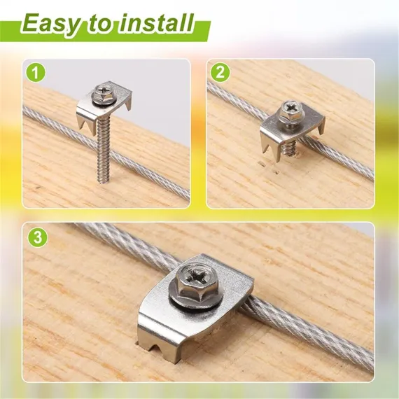 Fence Staples, 304 Stainless Steel Fence Nails for Softwood, Reusable Wire Fence Staples Screws for Mesh and Woven Fencing, 50pcs Fence Fasteners with Wire Fixer Hold Wire Firmly image: 3