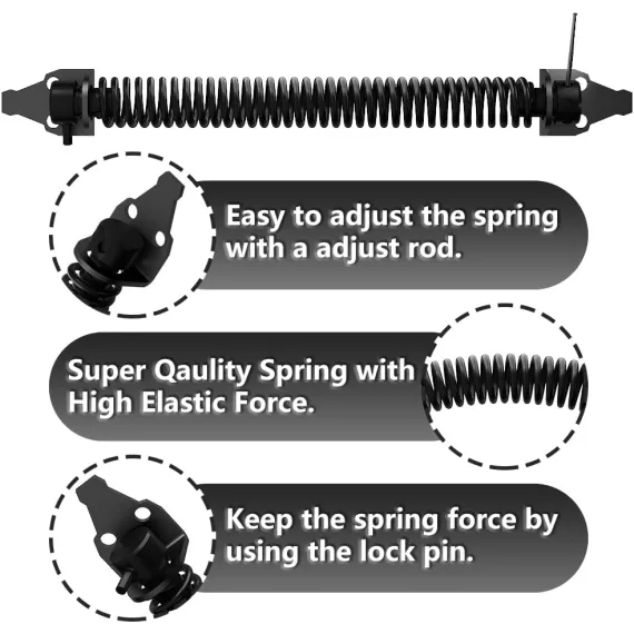 2 Pack 14" Fence gate Spring self Closing and Adjustable for Wooden or Vinyl Fence,Carbon Steel,Black(gate spring-14-2") image: 3