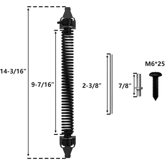 2 Pack 14" Fence gate Spring self Closing and Adjustable for Wooden or Vinyl Fence,Carbon Steel,Black(gate spring-14-2") image: 4
