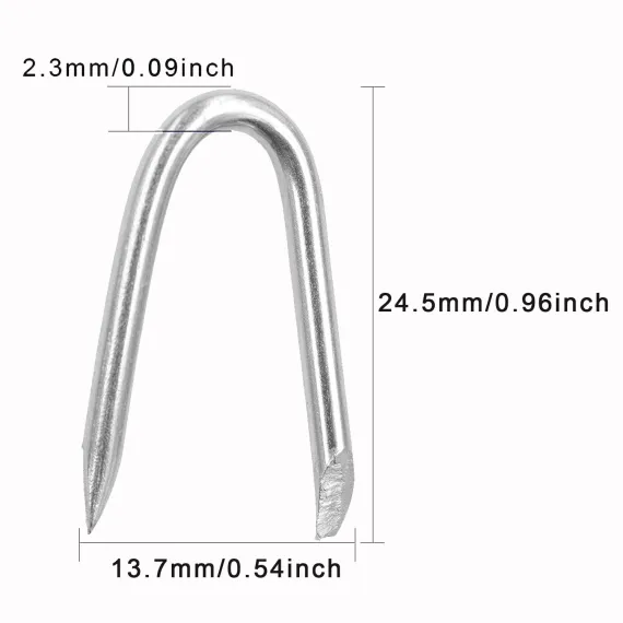 Steel Wire Fencing Staples (200 pcs), Galvanized U-Shaped Fasteners Nails for Wire Mesh and Woven Fencing image: 1