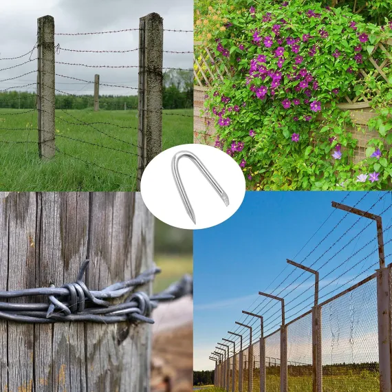 Steel Wire Fencing Staples (200 pcs), Galvanized U-Shaped Fasteners Nails for Wire Mesh and Woven Fencing image: 3
