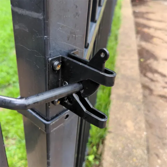 Gate Latch Self Locking Fence Gate Latch Automatic Gate Latch Door Latches with Pull Cable for Wooden Fence Gates Door, Black image: 5