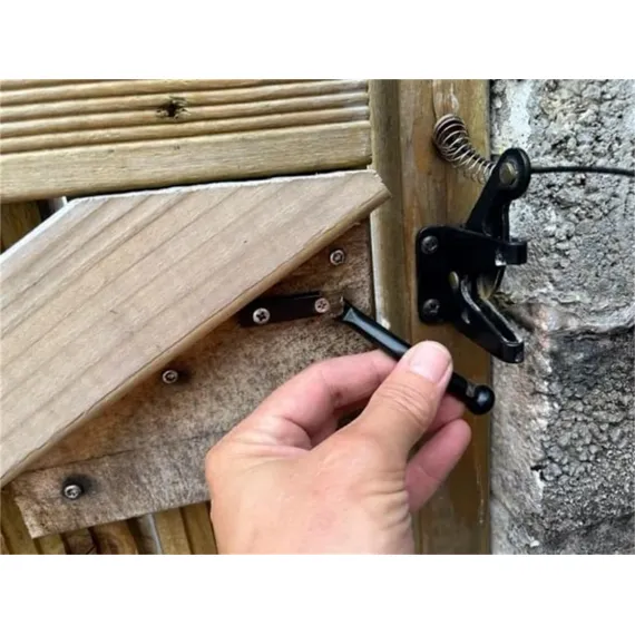 Gate Latch Self Locking Fence Gate Latch Automatic Gate Latch Door Latches with Pull Cable for Wooden Fence Gates Door, Black image: 6