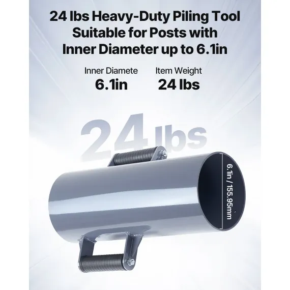 Fence Post Driver, Heavy Duty T Post Driver with Handles, Metal Manual Pounder Rammer for U-Channel,Wooden Fence, Fits T-Posts with Inner Diameter up to 6.1in,Ideal for Farm, Garden, Yard image: 4
