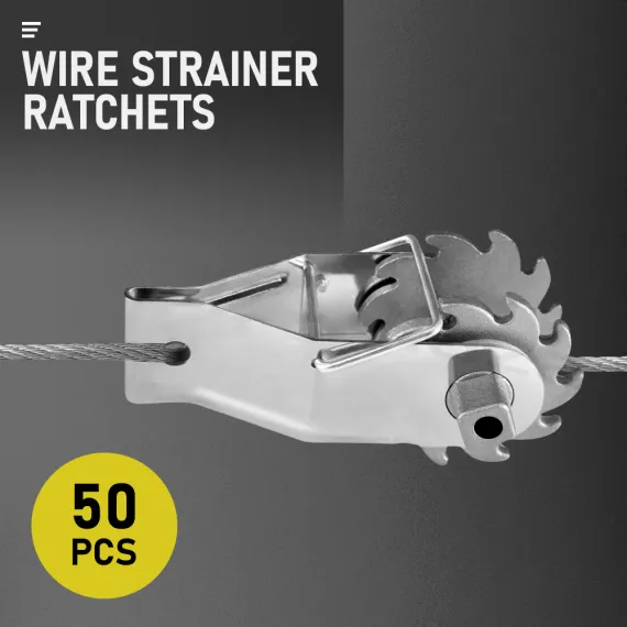 50 Pack Inline Cliplock Wire Strainer Aluminum Alloy Heavy Duty Wire Ratchet Tensioner for Electric Fence image: 1