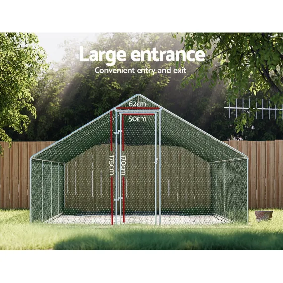 i.Pet Chicken Coop Cage 3 x 8 x 2m Galvanised Steel