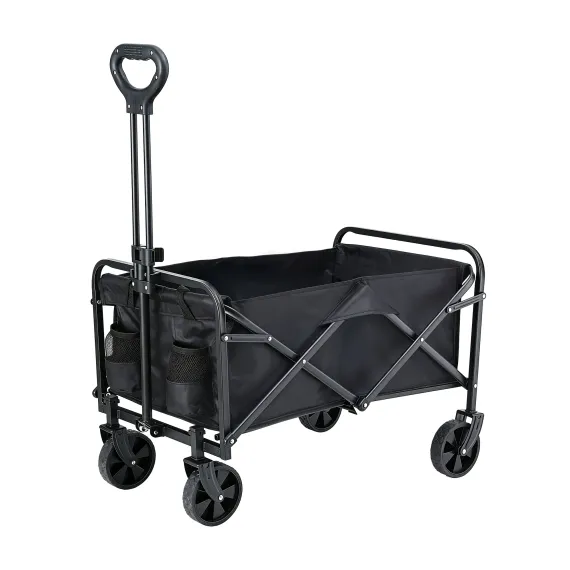 Gardeon Folding Garden Cart Trolley Black, 80kg, Oxford Cloth