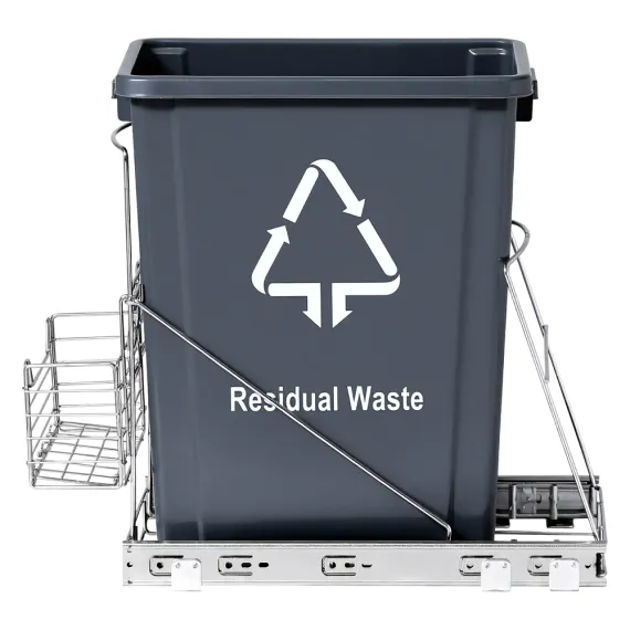 Cefito Pull Out Bin Kitchen Cabinet Slide Garbage Rubbish Bins Basket 40L Grey image: 2