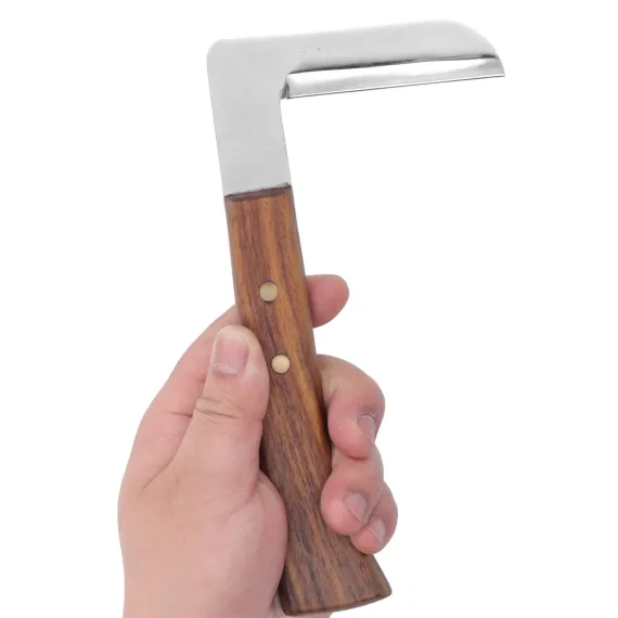 Steel L Shape Hoof Knife Ergonomic Curved Handle Hoof Trimming Tool for Farm Horse Single Blade On Left Hand image: 4