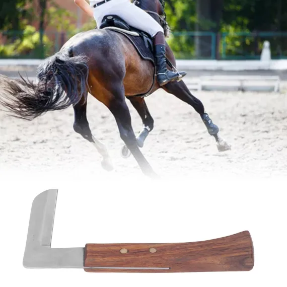 Steel L Shape Hoof Knife Ergonomic Curved Handle Hoof Trimming Tool for Farm Horse Single Blade On Left Hand image: 11
