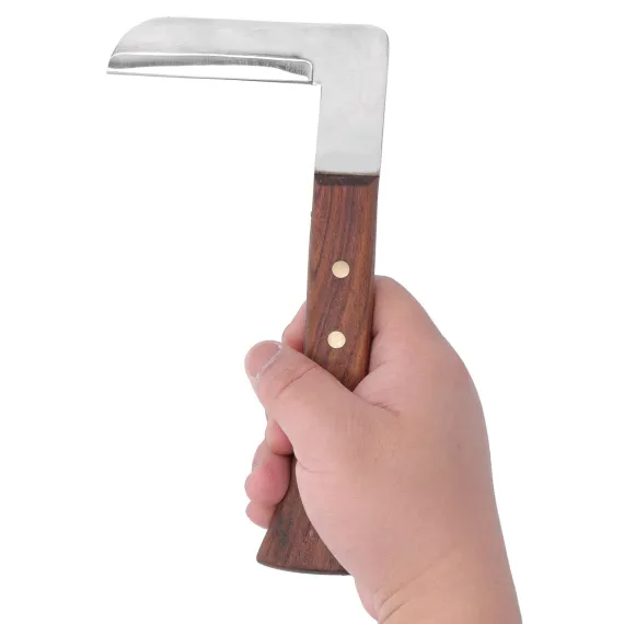 Steel L Shape Hoof Knife Ergonomic Curved Handle Hoof Trimming Tool for Farm Horse Single Blade On Right Hand image: 7