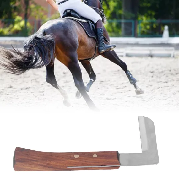 Steel L Shape Hoof Knife Ergonomic Curved Handle Hoof Trimming Tool for Farm Horse Single Blade On Right Hand image: 11