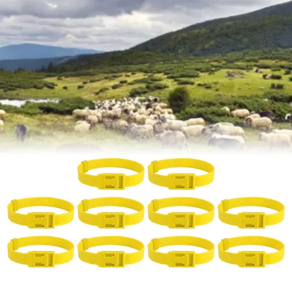 10PCS Goat Collar PU 23 Inch Adjustable Livestock Collar for Farm Animal Cow Horse Sheep Yellow image: 10