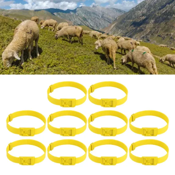 10PCS Goat Collar PU 23 Inch Adjustable Livestock Collar for Farm Animal Cow Horse Sheep Yellow image: 11