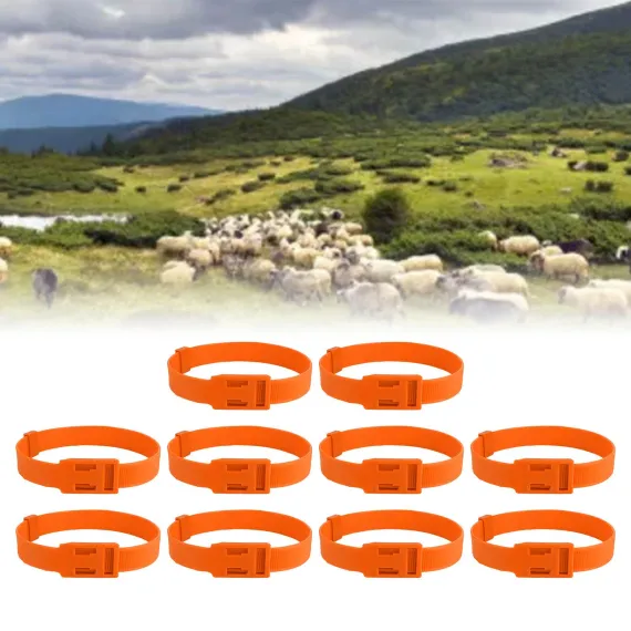 10PCS Goat Collar PU 23 Inch Adjustable Livestock Collar for Farm Animal Cow Horse Sheep Orange image: 10