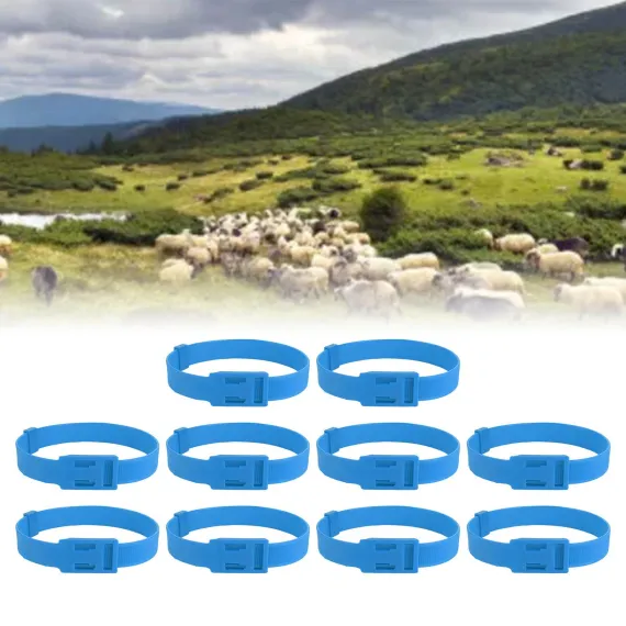 10PCS Goat Collar PU 23 Inch Adjustable Livestock Collar for Farm Animal Cow Horse Sheep Blue image: 10