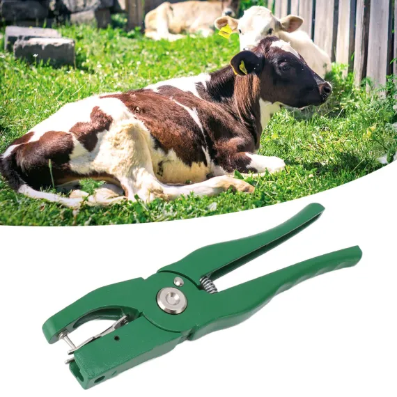 Green Ear Tag Plier Aluminum Alloy Livestock Ear Tag Applicator Portable Ear Notcher for Home Farm image: 10