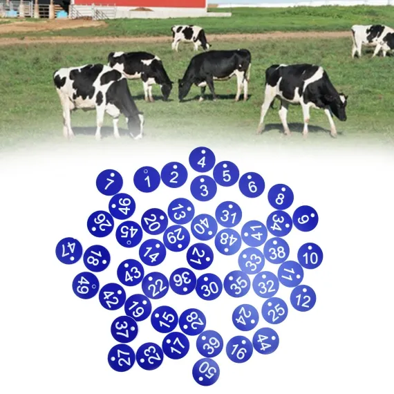 50PCS Numbered Label Numbered Tag for Farm Livestock Beekeeping Husbandry Breeding Supplies1-50 Blue image: 10