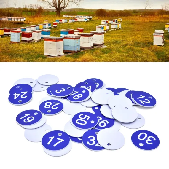 50PCS Numbered Label Numbered Tag for Farm Livestock Beekeeping Husbandry Breeding Supplies1-50 Blue image: 11