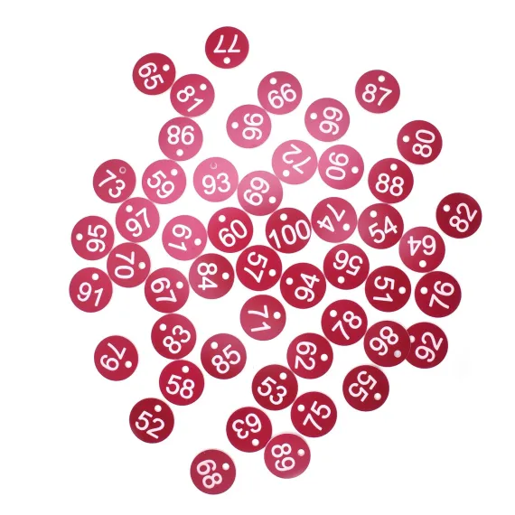 50PCS Numbered Label Numbered Tag for Farm Livestock Beekeeping Husbandry Breeding Supplies51-100 Red image: 1