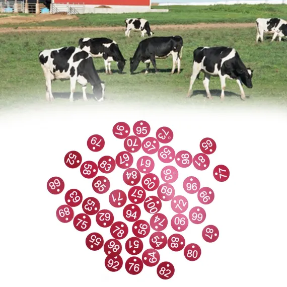 50PCS Numbered Label Numbered Tag for Farm Livestock Beekeeping Husbandry Breeding Supplies51-100 Red image: 10