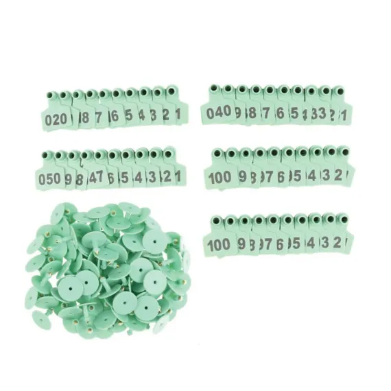 Livestock Ear Tags 6x7cm - Numbered 1-100 - Green image: 1