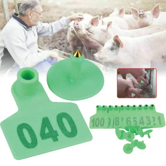 Livestock Ear Tags 6x7cm - Numbered 1-100 - Green image: 4