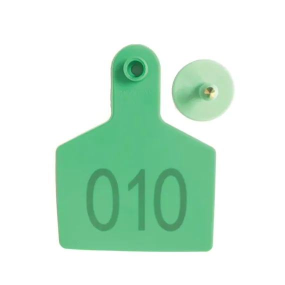 Livestock Ear Tags 7.5x10cm - Numbered 1-100 - Green