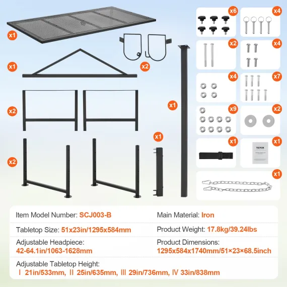 Goat & Sheep Stand, 51x23 inch Livestock Stand, Metal Livestock Milking and Shearing Stand 21" to 33" Adjustable Height, with Headpiece and Nose Loop, 500lbs Loading Weight, Black image: 6